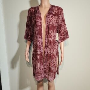 Arizona Jean Company Red Velvet Robe with Wide Sleeves